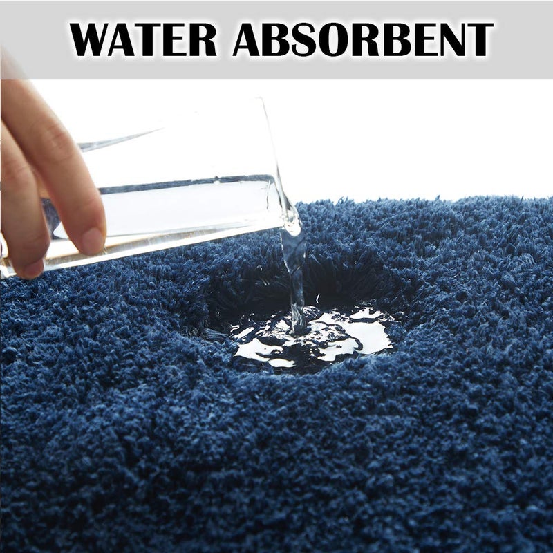 Suchtale Non Slip Bath Mat for Bathroom - 20 x 32 Navy, Soft Microfiber Shaggy Bath Rug, Machine Washable Plush Shower Mat - Image 5
